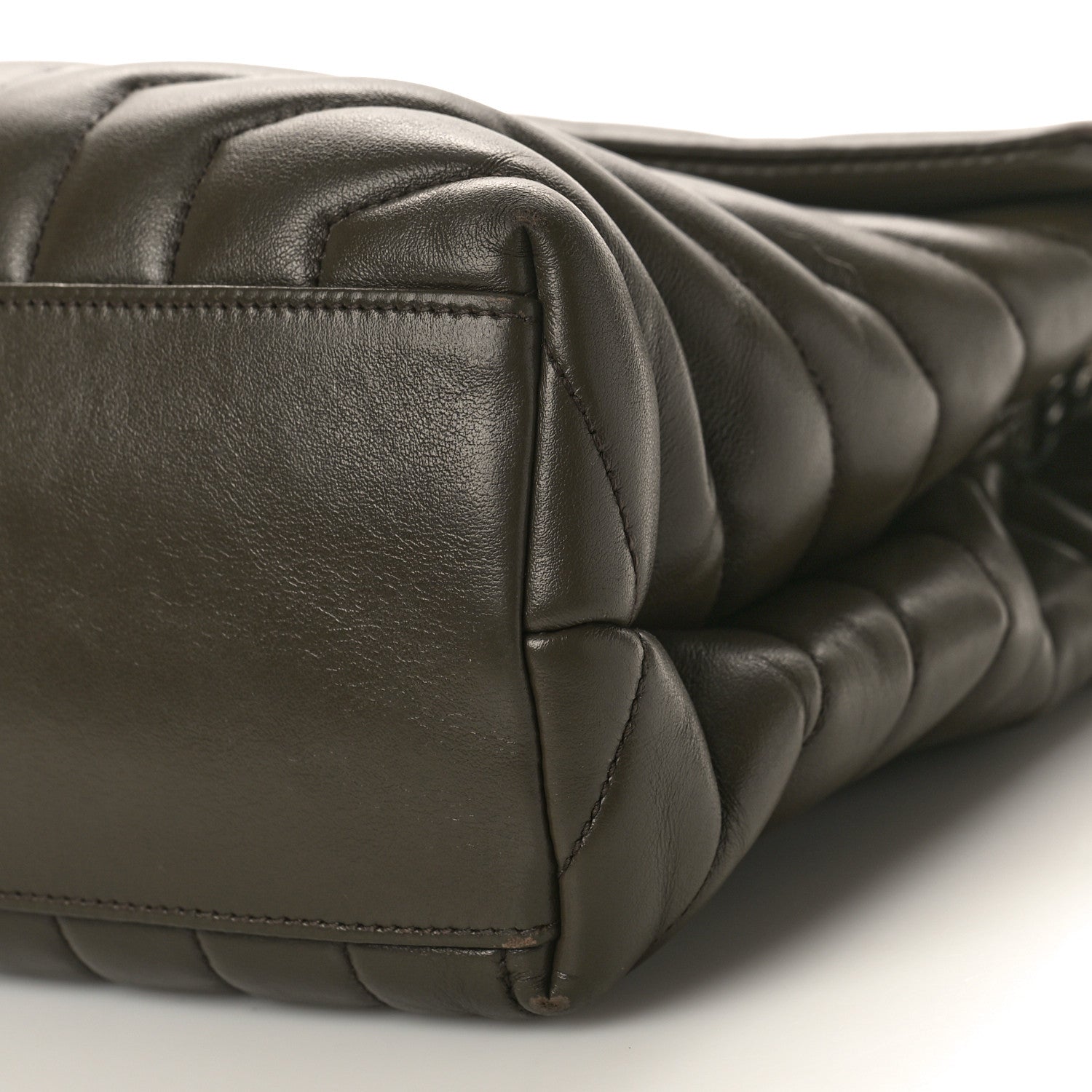 Saint Laurent Calfskin Y Quilted Monogram Medium Loulou Chain Satchel Khaki Fonce 8 of 9