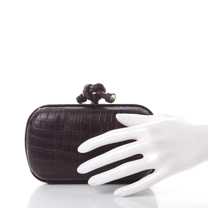 Bottega Veneta Crocodile Knot Clutch Aubergine 2 of 6
