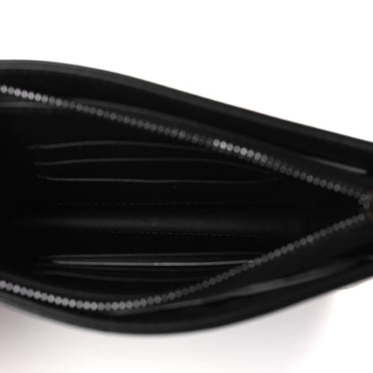 Christian Dior Calfskin Macrocannage Diamond Caro Zipped Pouch With Chain Black 5 of 10