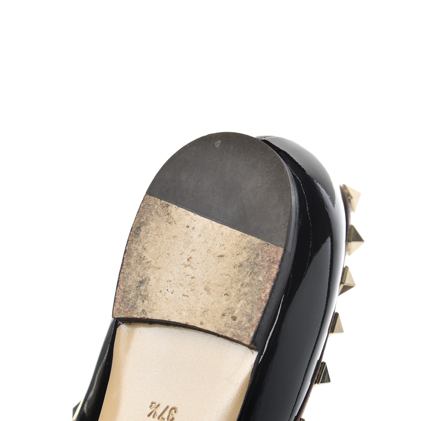 Patent Nappa Rockstud Ballerina Flats 37.5 Black Poudre