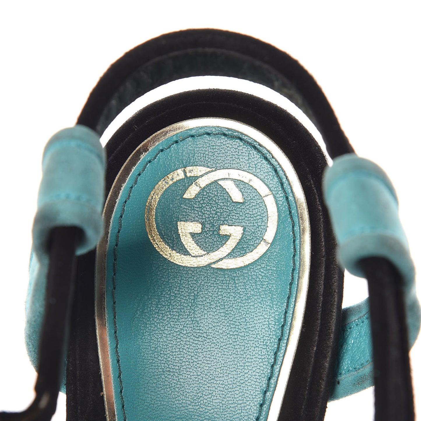 Suede Tri-color Platform Sandals 42 Turquoise