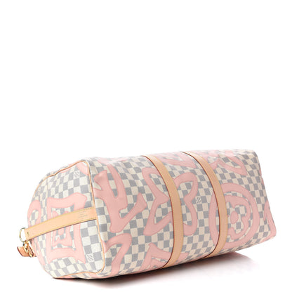 Louis Vuitton Damier Azur Tahitienne Keepall Bandouliere 50 Rose Ballerine 5 of 15