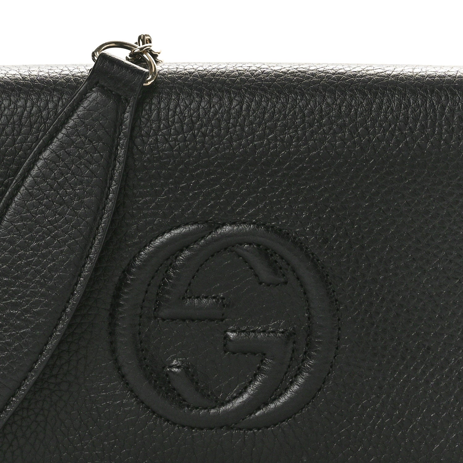 Gucci Pebbled Calfskin Soho Wallet On Chain Black 7 of 9