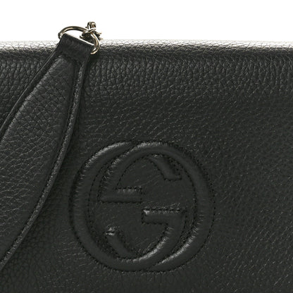 Gucci Pebbled Calfskin Soho Wallet On Chain Black 7 of 9