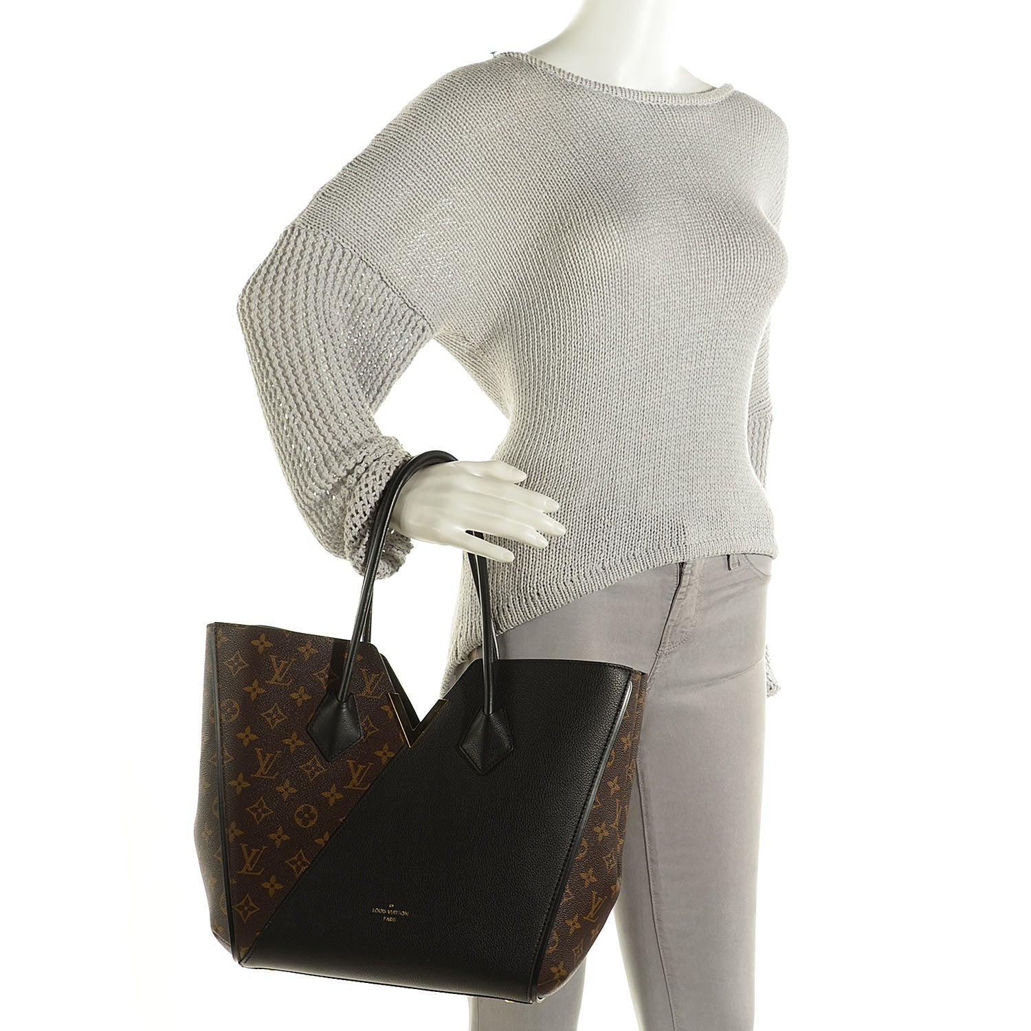 Louis Vuitton Calfskin Monogram Kimono Tote Black 2 of 9