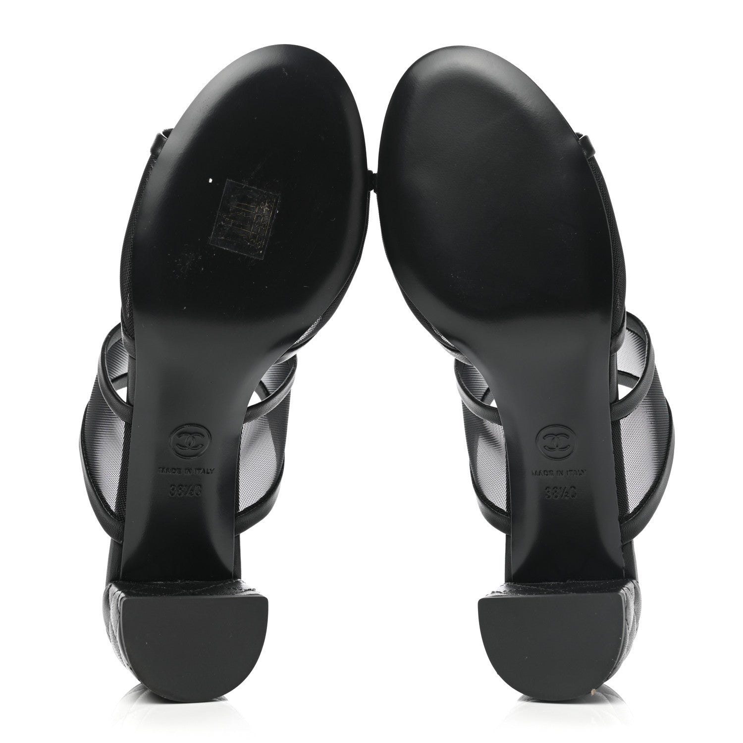 Chanel Mesh Lamskin Quilted CC Mules 38.5 Black 5 of 8