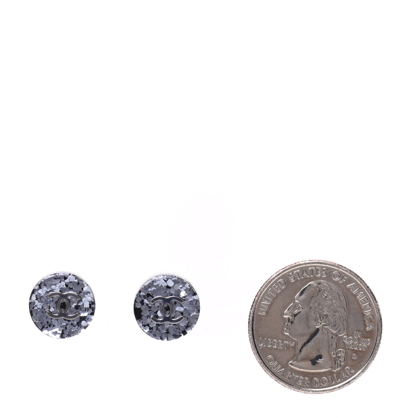 Resin Glitter CC Earrings Grey Black