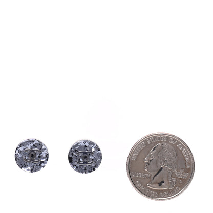 Chanel Resin Glitter CC Earrings Grey Black 2 of 4