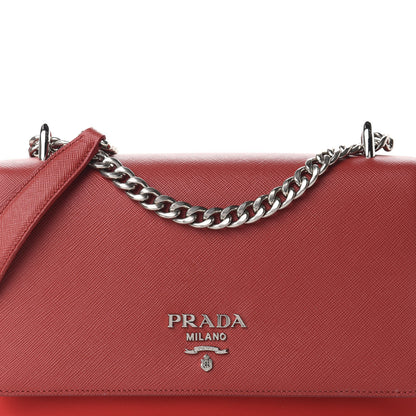 Prada Saffiano Tessuto Nylon Chain Shoulder Bag Rosso 11 of 11