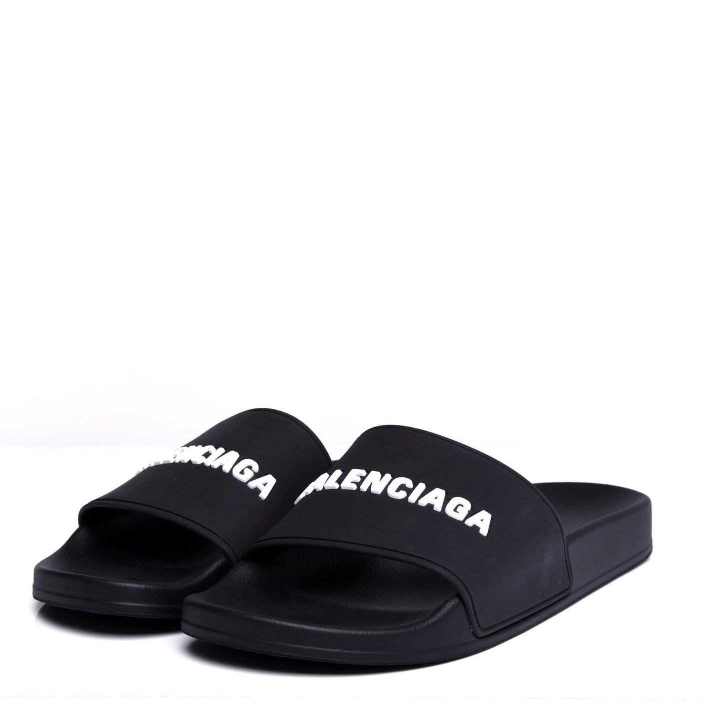 Rubber Womens Logo Pool Slide Sandals 41 Black White