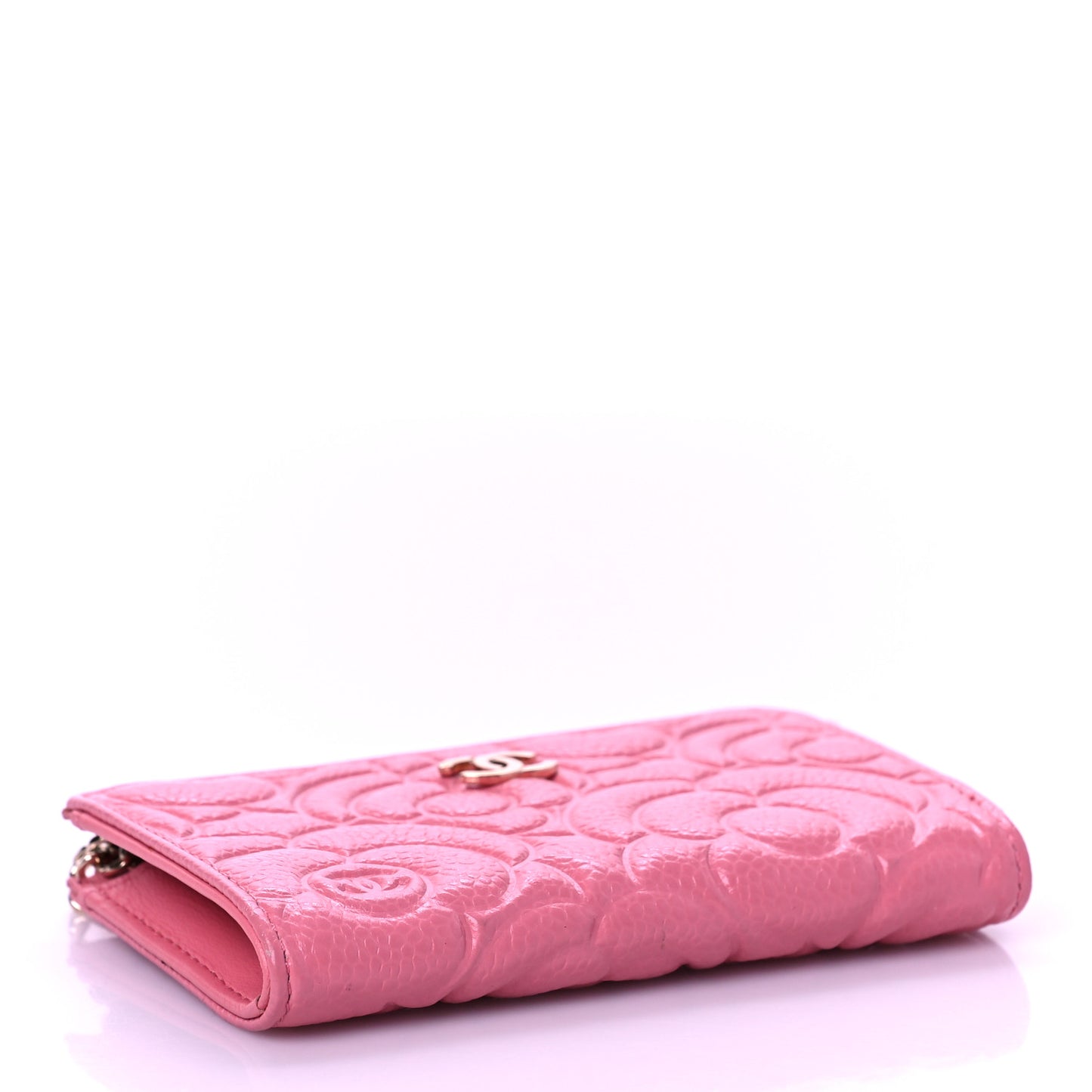 Caviar Camellia Embossed Key Holder Case Pink
