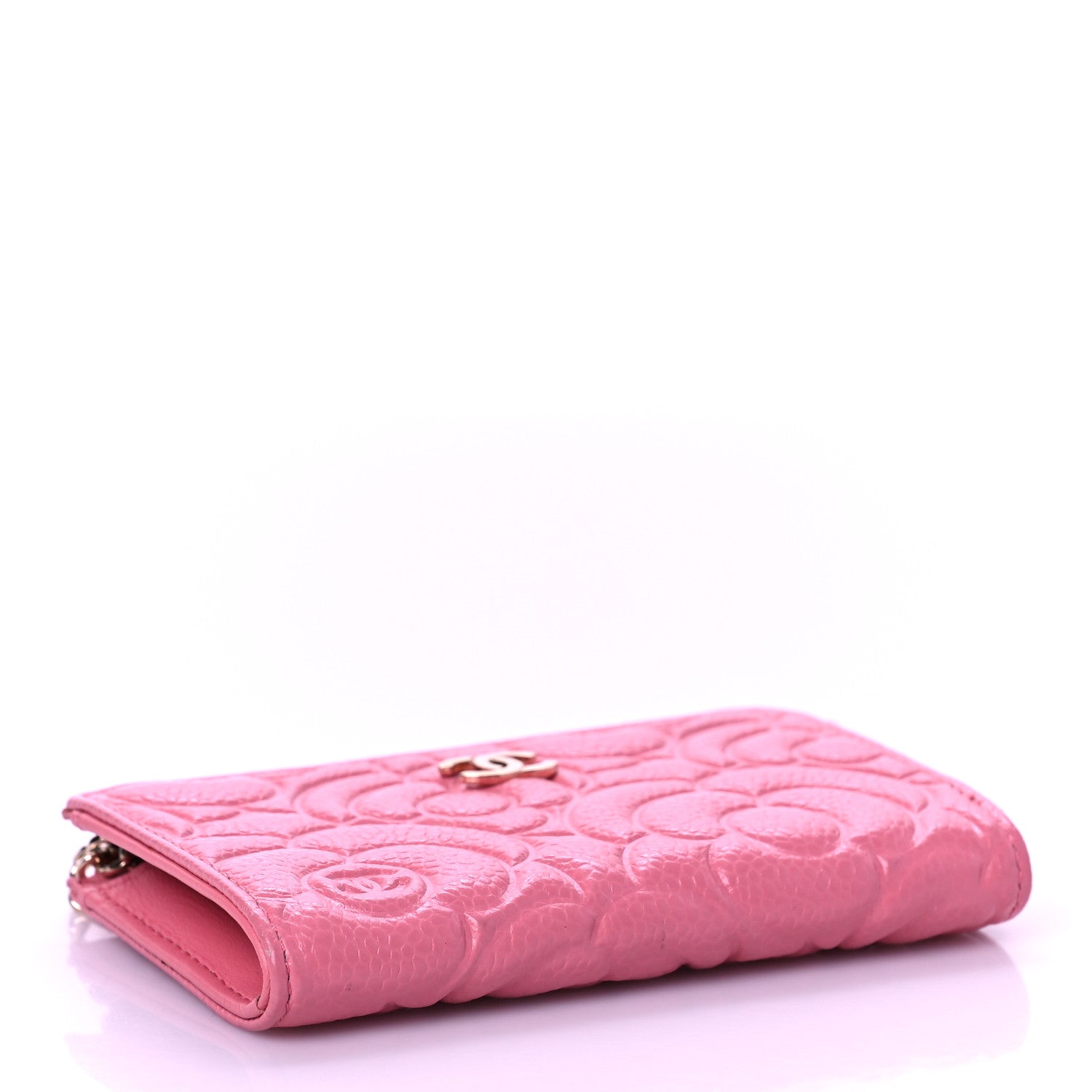 Chanel Caviar Camellia Embossed Key Holder Case Pink 3 of 9