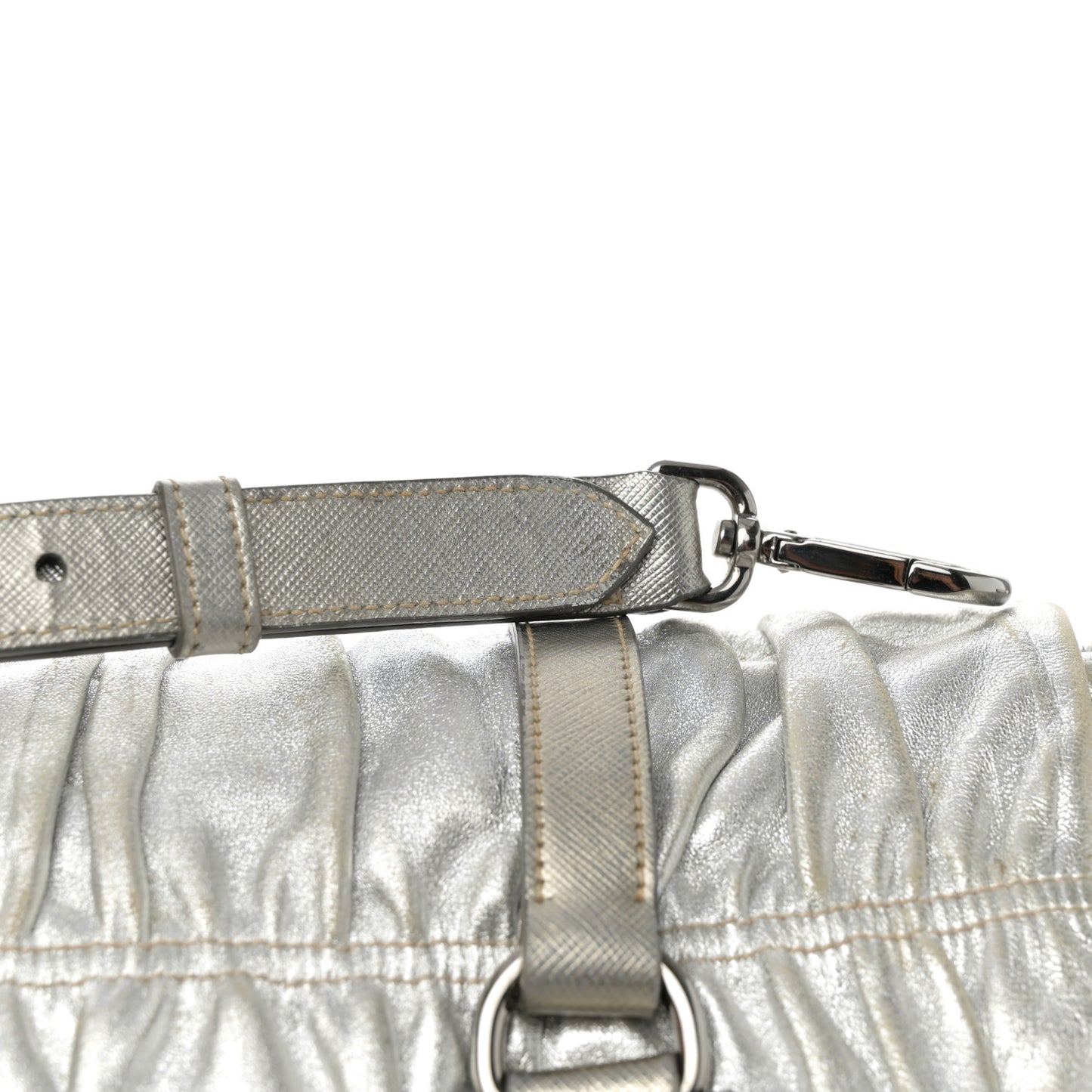 Metallic Nappa Gaufre Messenger Tote Argento