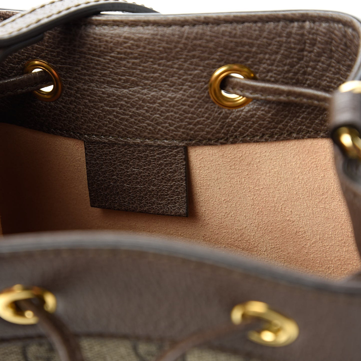 GG Supreme Monogram Web Mini Ophidia Bucket Bag Brown