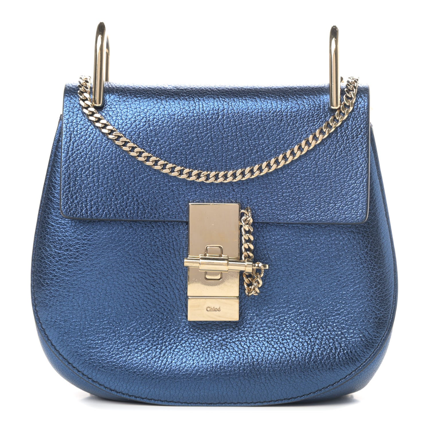 Chloe Metallic Drew Shoulder Bag Blue 1 of 4