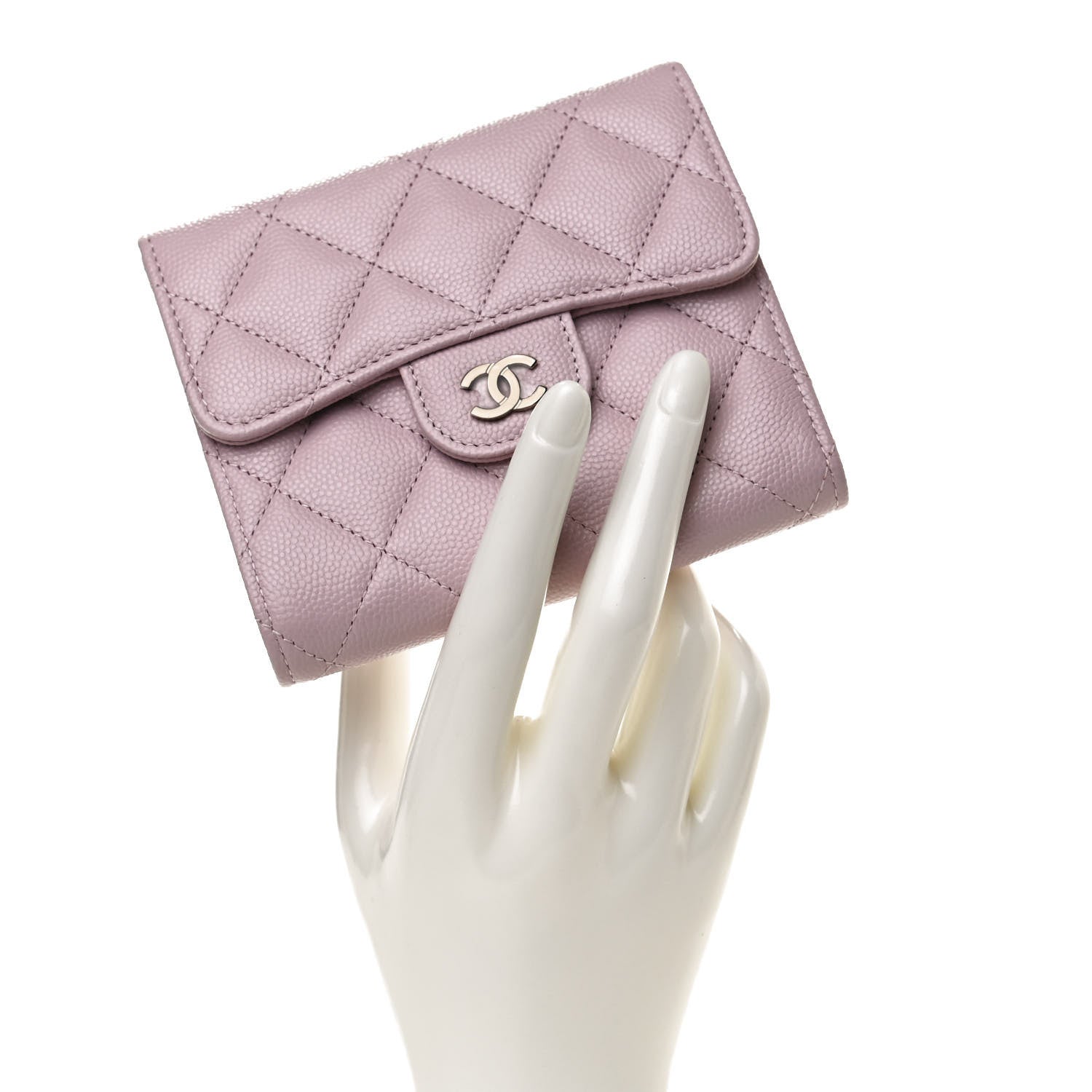 Chanel Caviar Quilted Compact Flap Wallet Light Pink 2 of 10