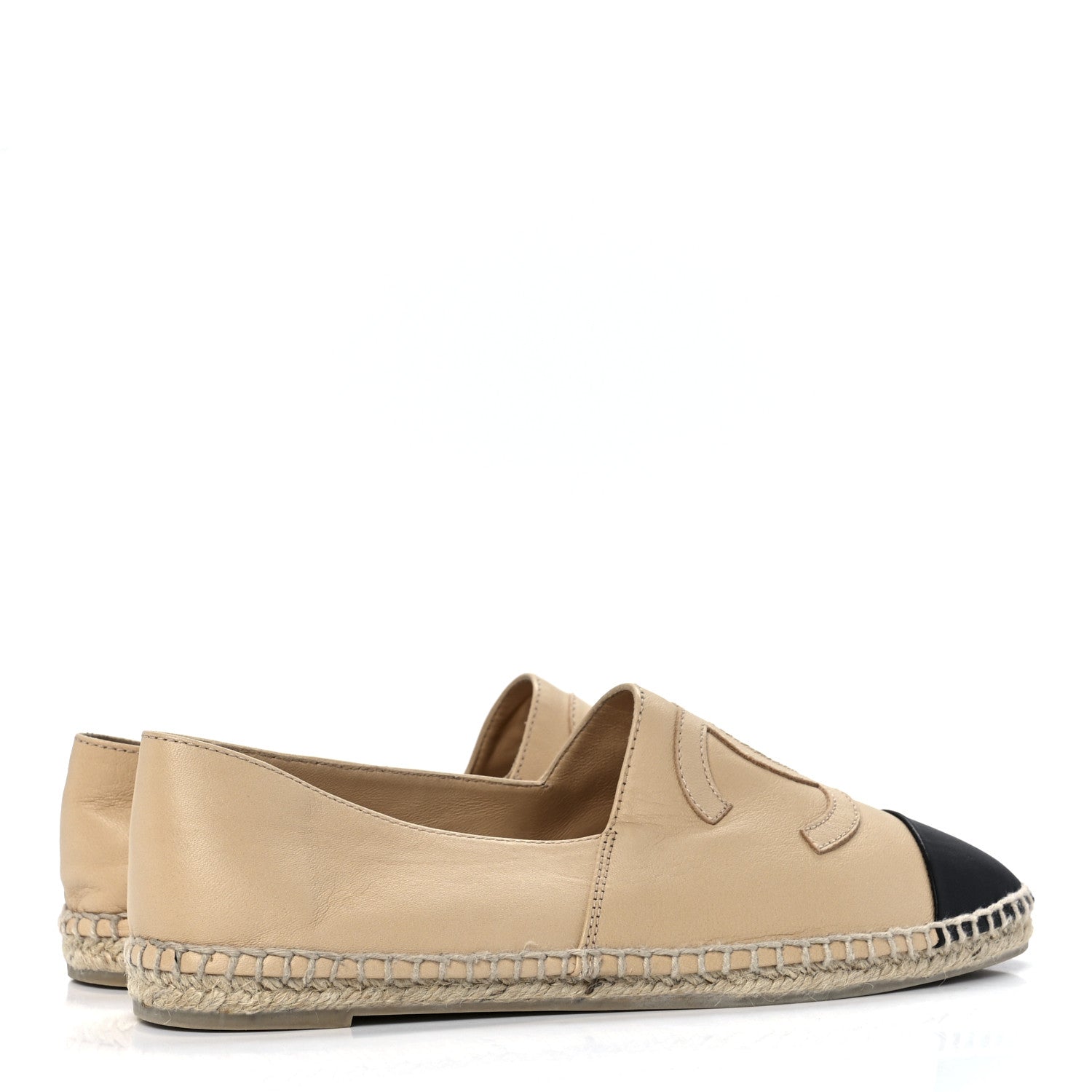 Chanel Lambskin CC Espadrilles 38 Beige Black 4 of 8