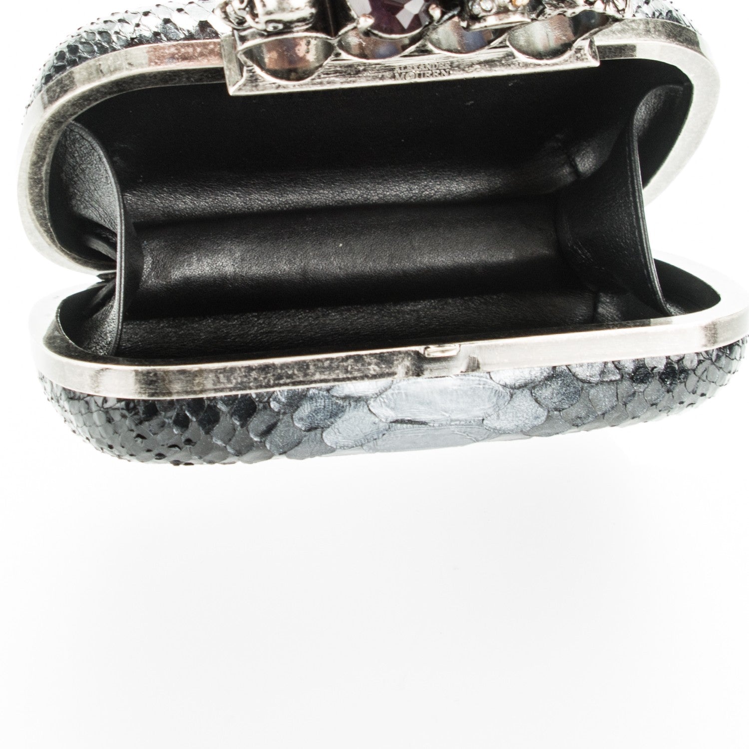 Alexander McQueen Python Knuckle Box Clutch Black Silver 5 of 8