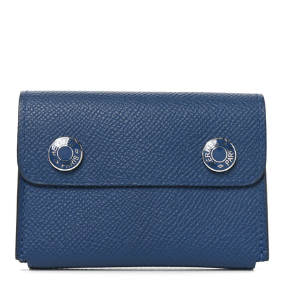 Hermes Epsom Hermesnap Card Holder Bleu Tie 1 of 7
