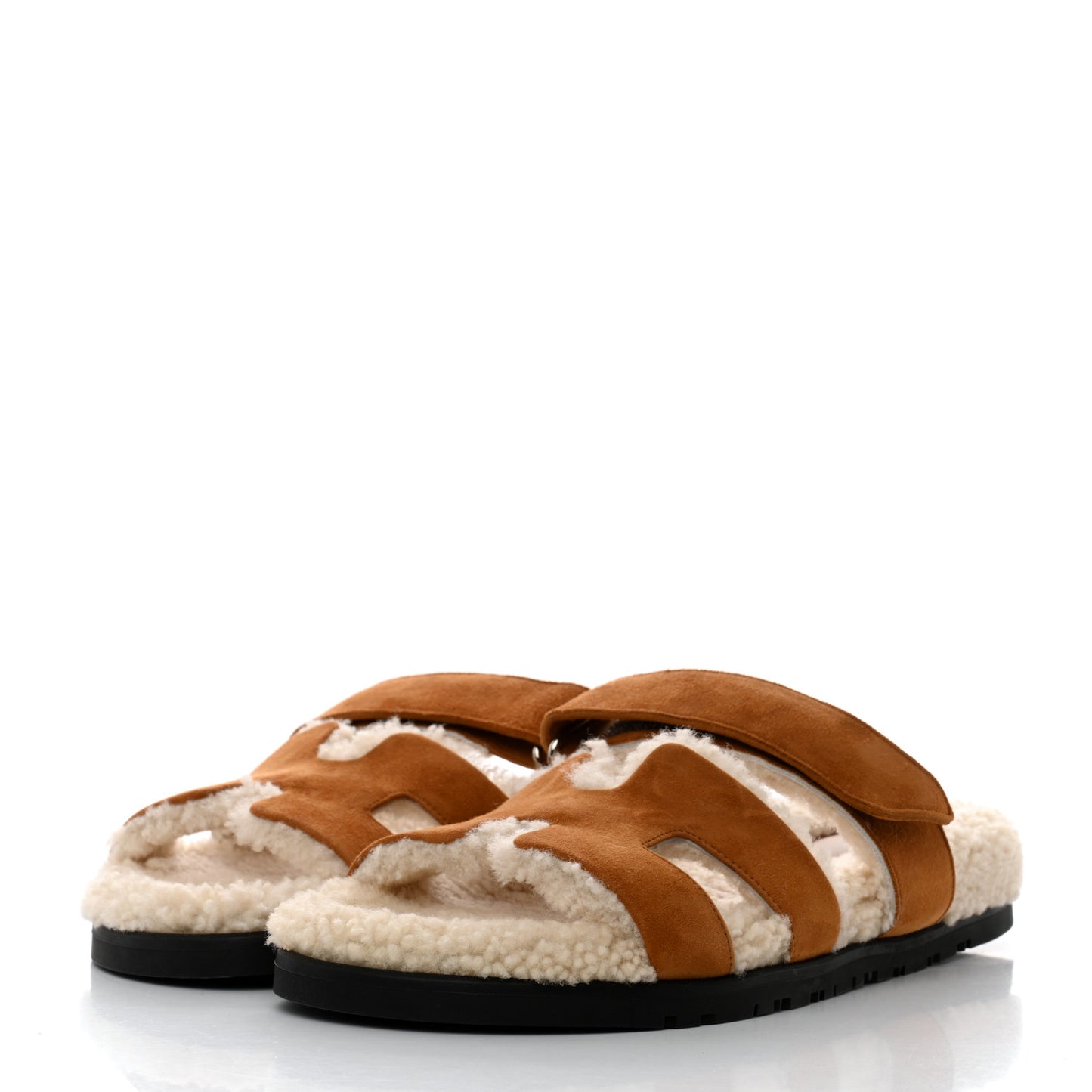 Suede Goatskin Woolskin Womens Chypre Sandals 38 Brun Fume Ecru