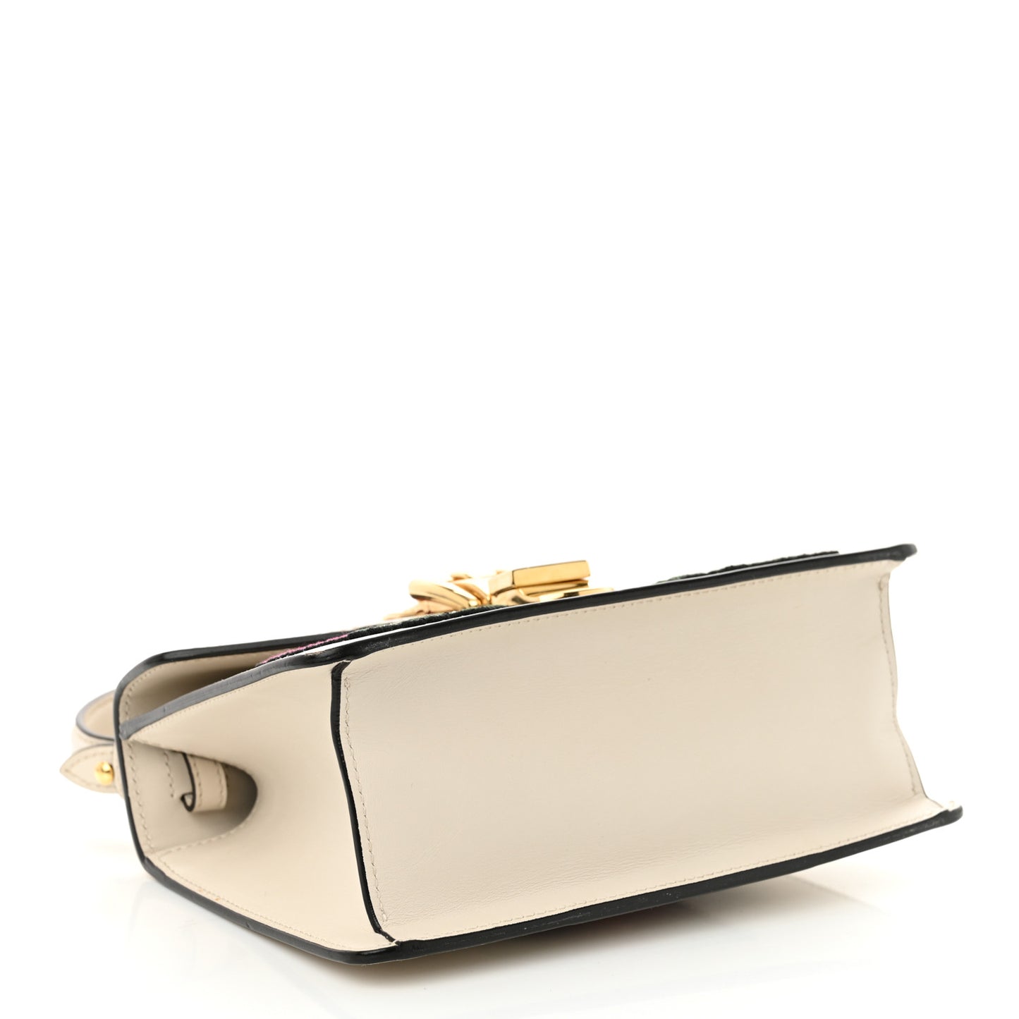 Calfskin Embroidered Mini Sylvie Top Handle Bag White