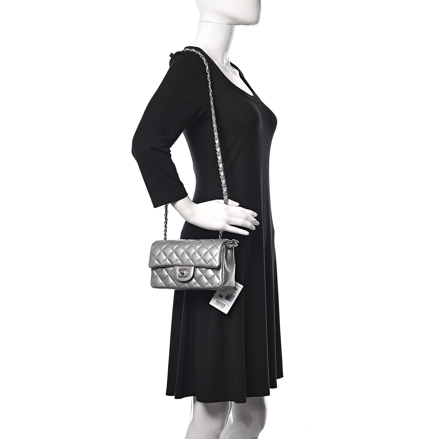Chanel Metallic Lambskin Quilted Mini Rectangular Flap Silver 2 of 10