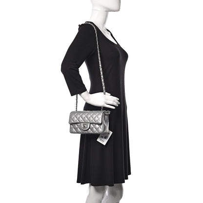Chanel Metallic Lambskin Quilted Mini Rectangular Flap Silver 2 of 10