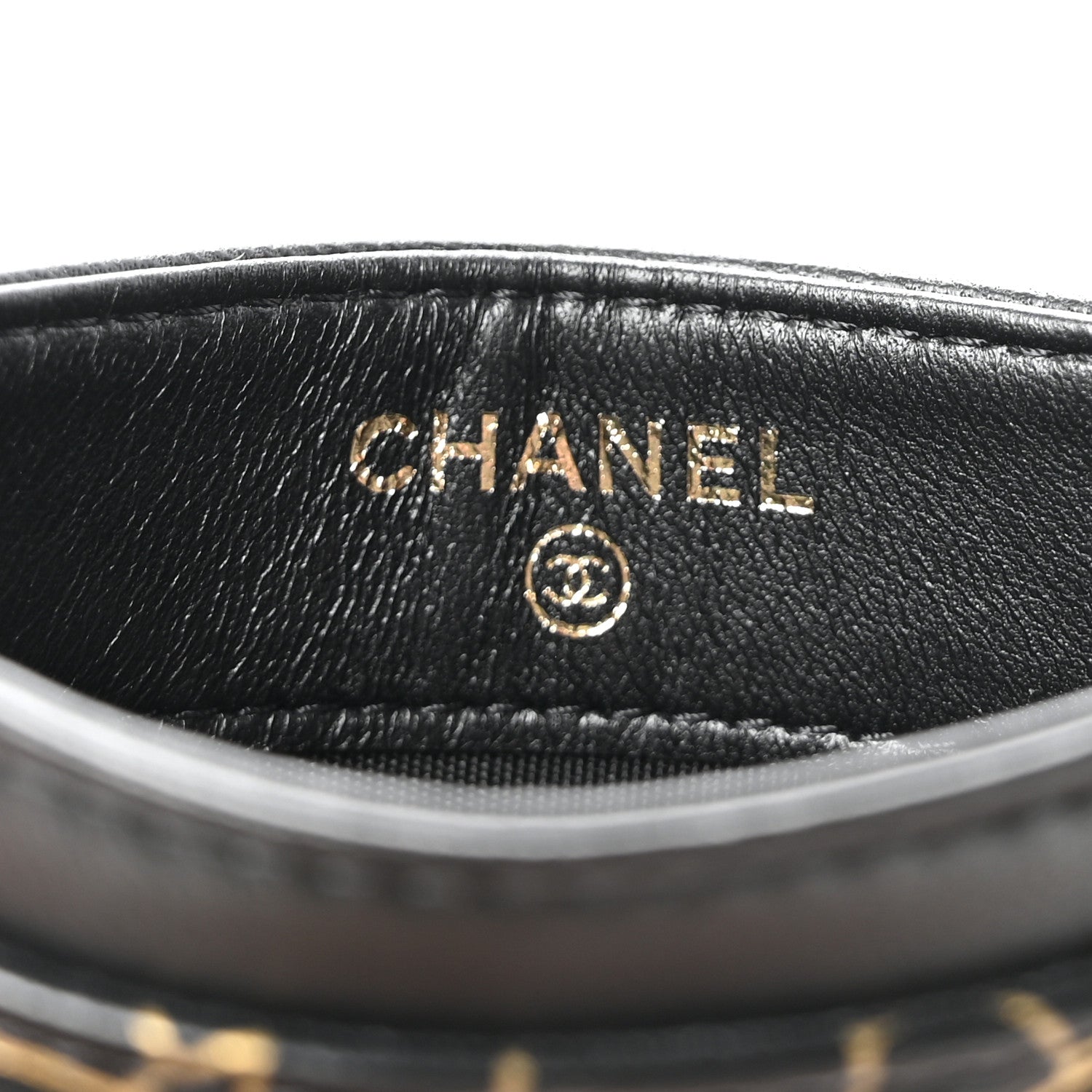 Chanel Lambskin Camellia Embossed Card Holder Black Gold 6 of 9