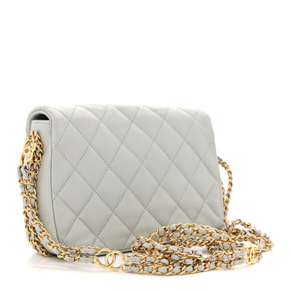 Chanel Lambskin Quilted Mini CC You Flap Light Grey 3 of 14