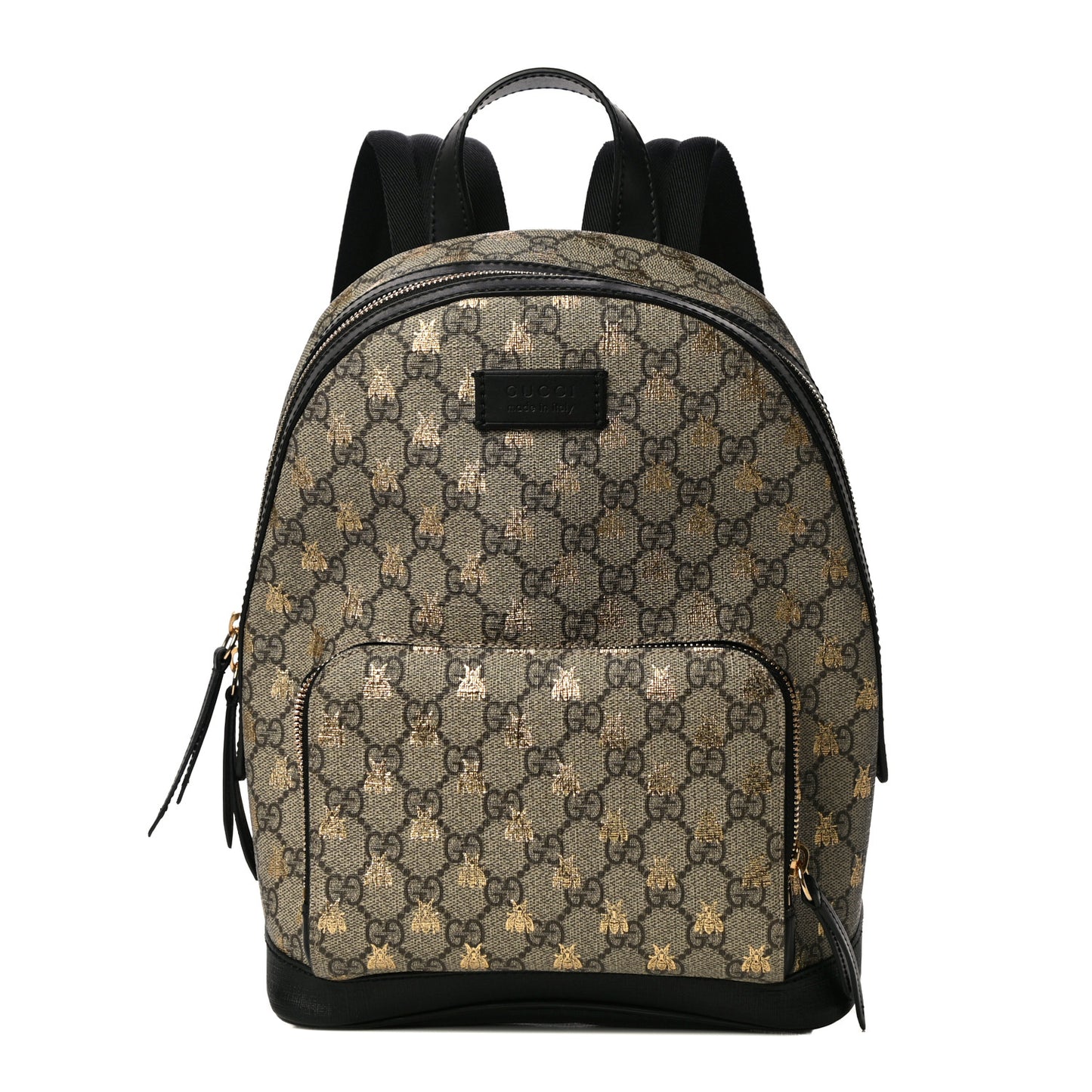 GG Supreme Monogram Bees Print Small Day Backpack Beige Oro Black