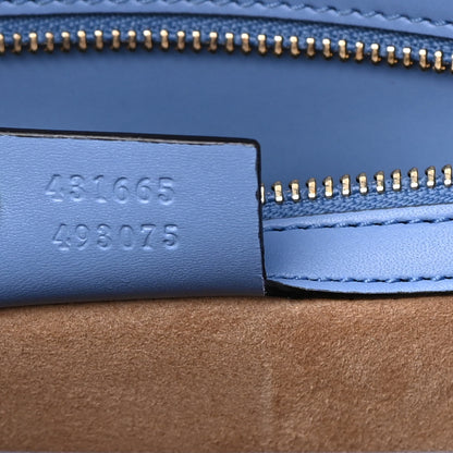 Gucci Calfskin Embroidered Medium Sylvie Top Handle Bag Clear Sky Blue 7 of 13