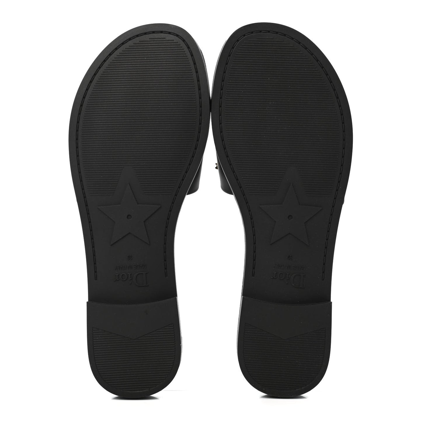 Matte Calfskin Pearl Dio(r)evolution Slide Sandals 39 Black