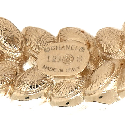 Chanel Crystal Sparkling Wheat CC Hoop Earrings Gold 4 of 4