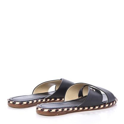Chanel Lambskin Braided Mule Sandals 38 Black 4 of 10