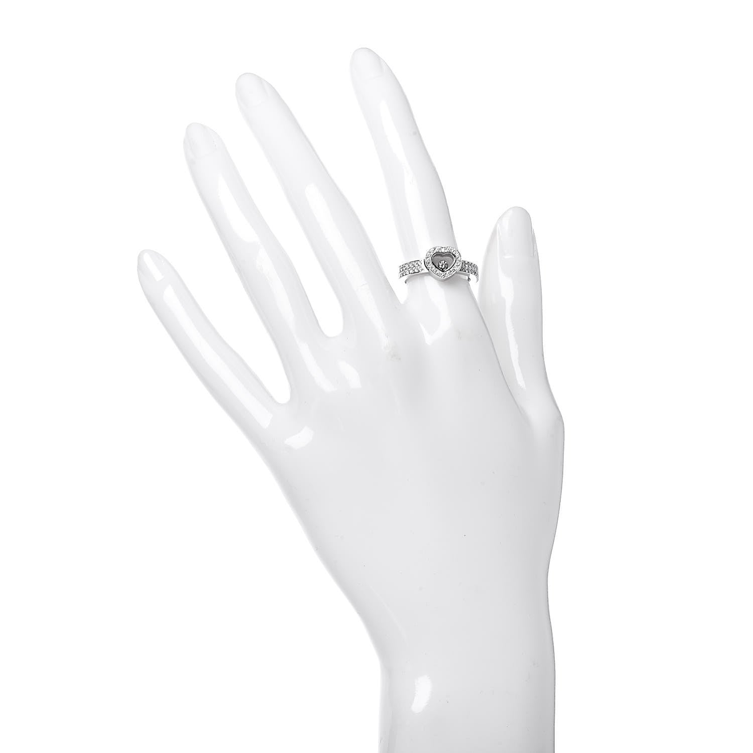Chopard 18K White Gold Diamond Happy Heart Ring 53 6.25 2 of 5