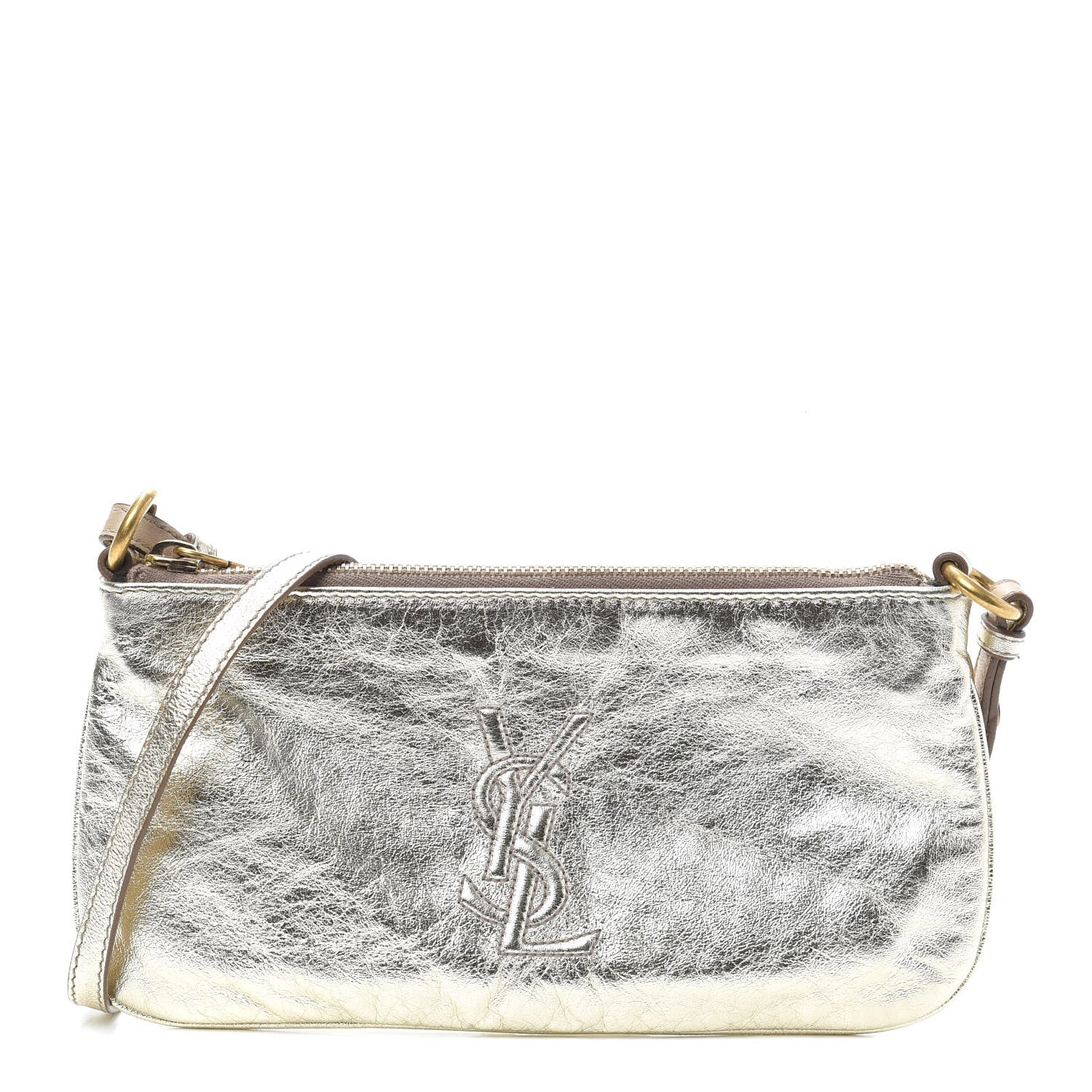 Saint Laurent Metallic Calfskin Monogram Pouch Gold 1 of 9
