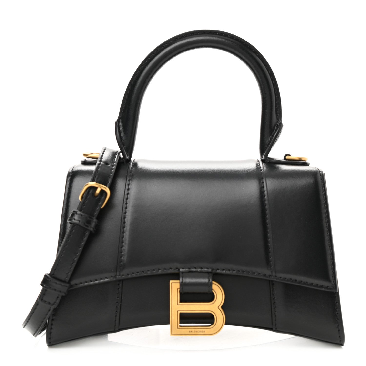 Balenciaga Shiny Box Calfskin Hourglass Top Handle Bag Mini Black 1 of 8
