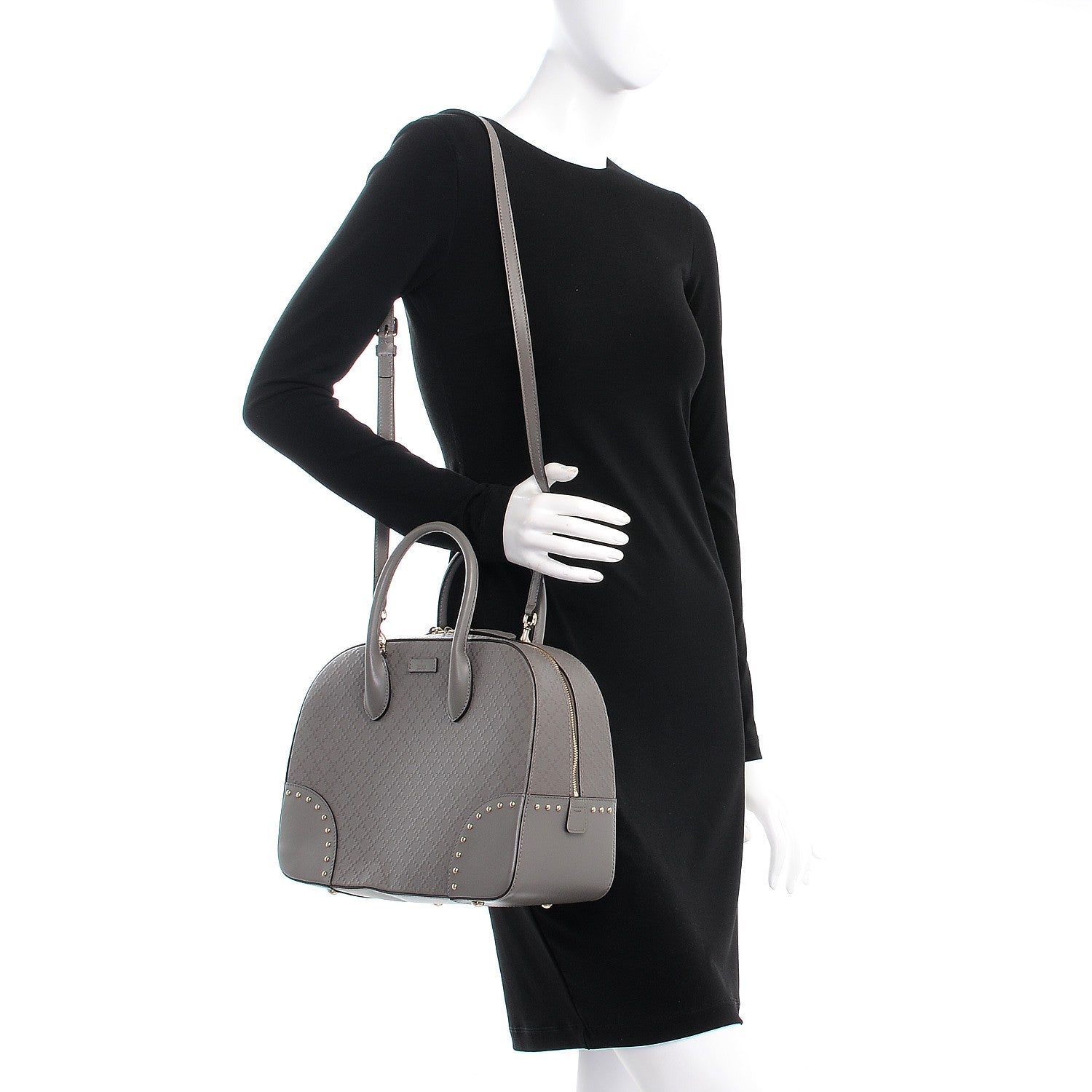 Gucci Calfskin Diamante Top Handle Bag Loess 2 of 8