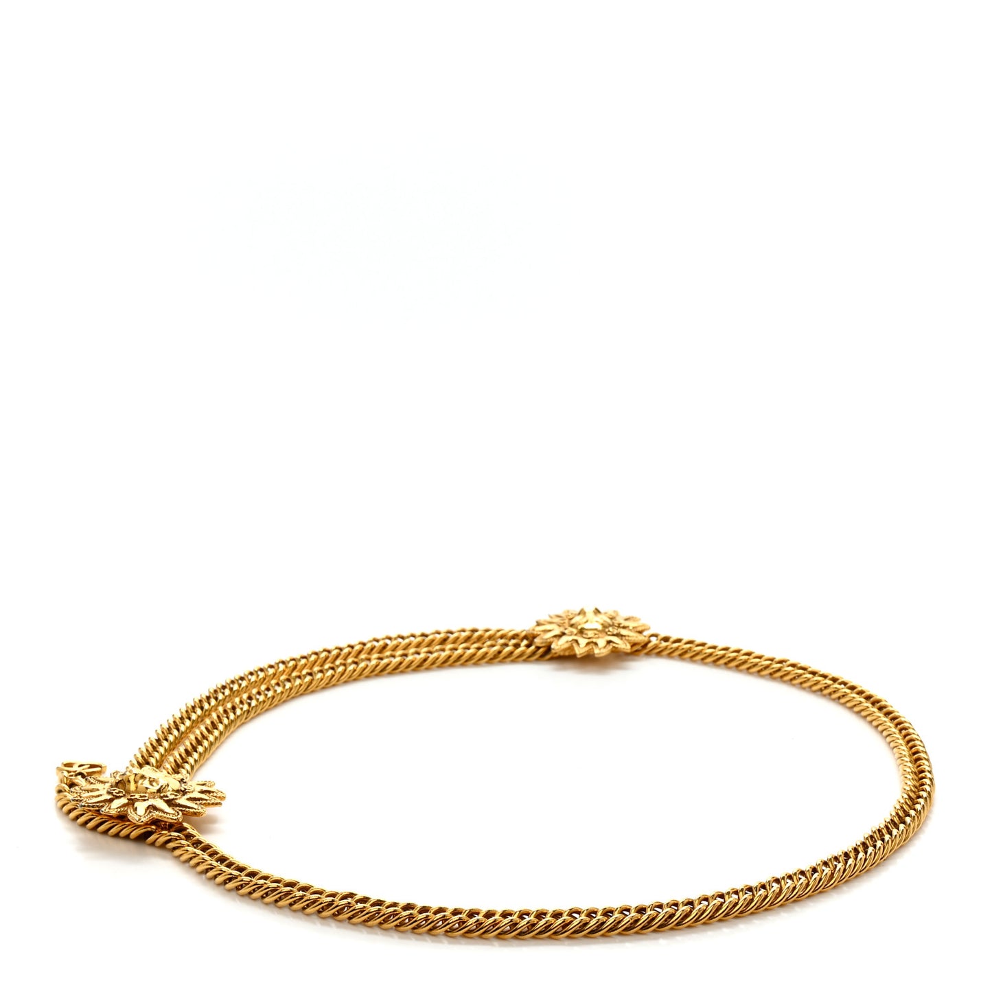 Metal Lion CC Double Chain Belt Gold