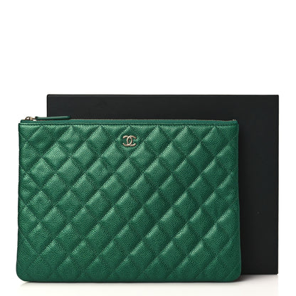 Chanel Metallic Caviar Quilted Medium Cosmetic Case Green 8 of 8