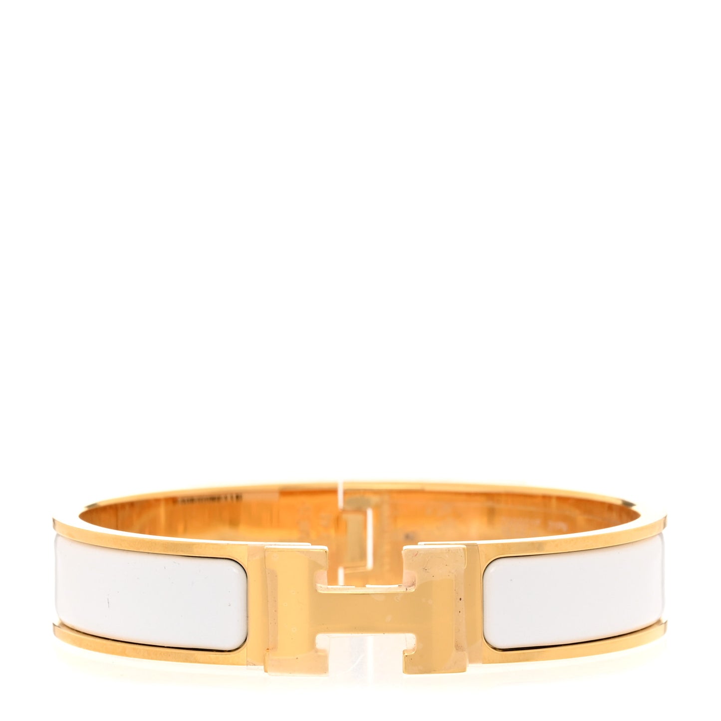 Enamel Narrow Clic Clac H Bracelet GM White
