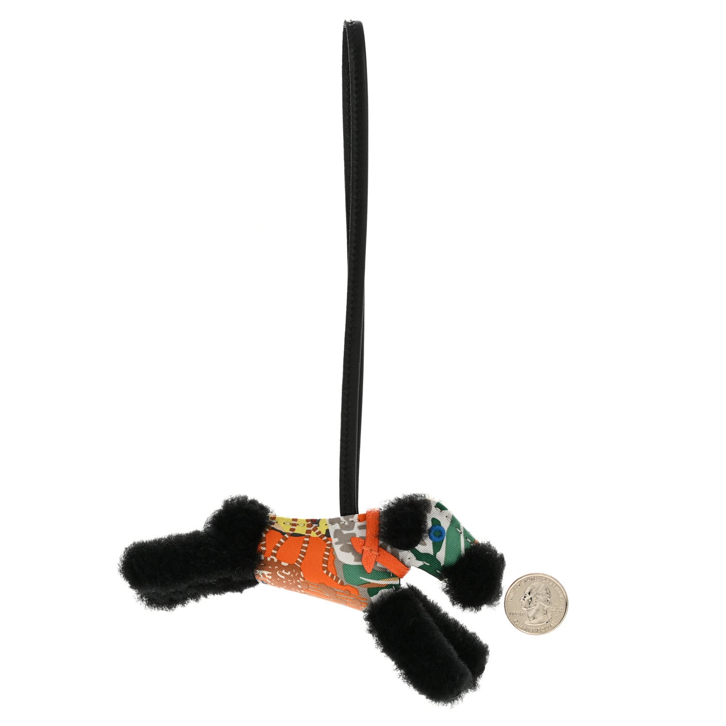 Milo Lambskin Shearling Silk Budy Charm Black Multicolor