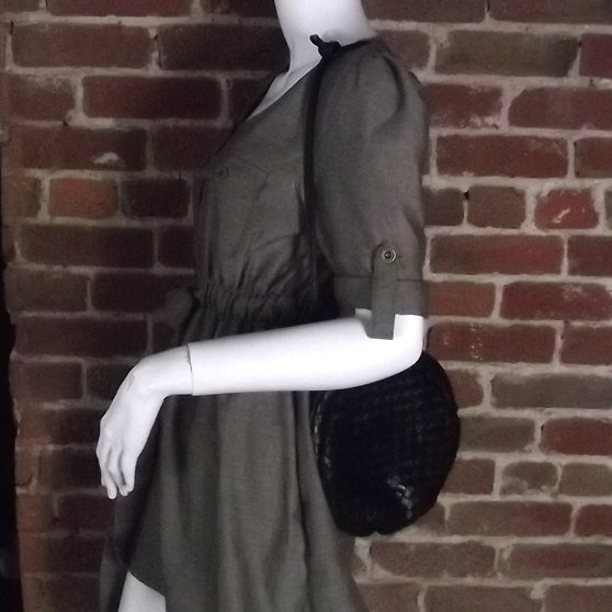 Vintage Woven Small Frame Bag Black