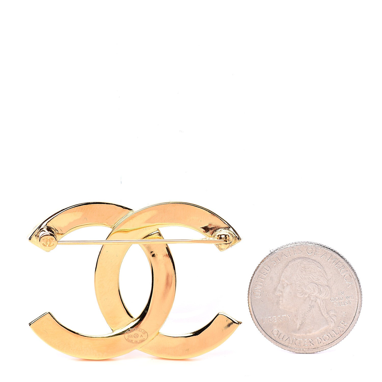 Chanel Metal Paris Button CC Large Brooch Gold 2 of 4