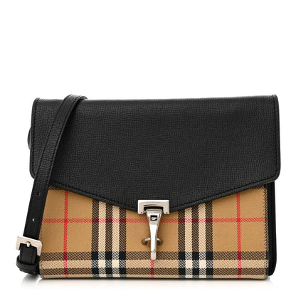 Burberry Derby Calfskin Vintage Check Small Macken Crossbody Bag Black 1 of 12