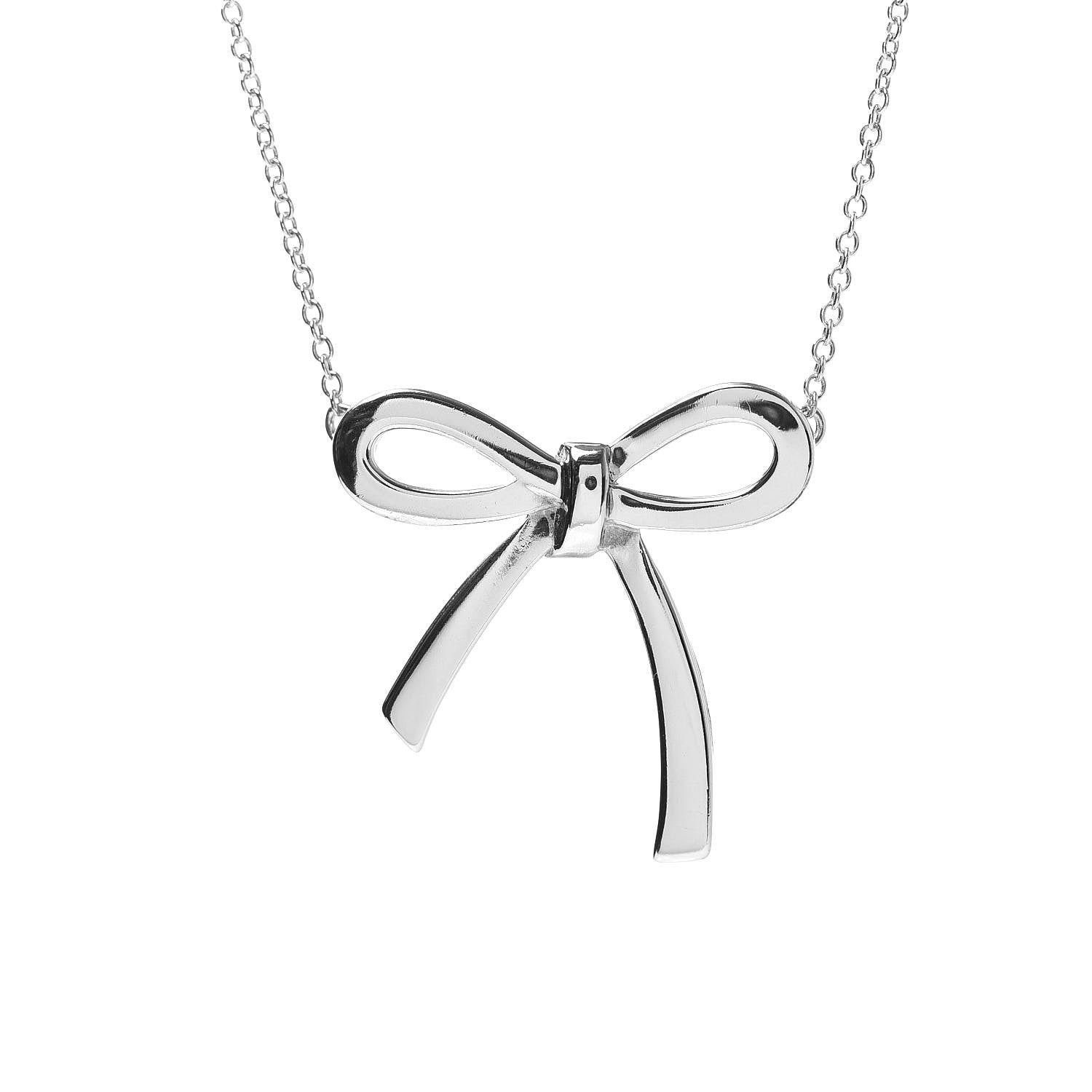 Tiffany Sterling Silver Bow Pendant Necklace 4 of 7