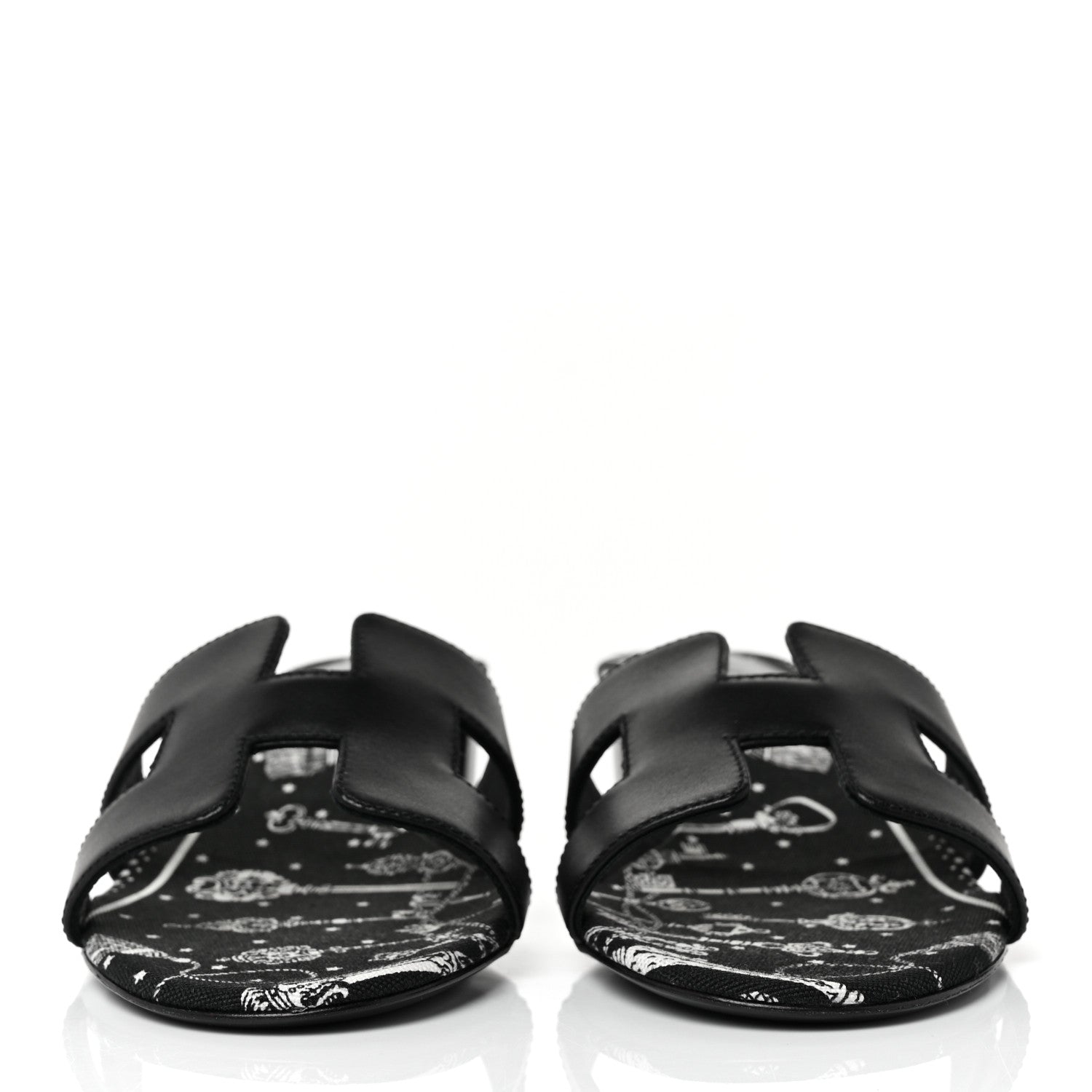 Hermes Calfskin Oasis Sandals 38.5 Black 2 of 9