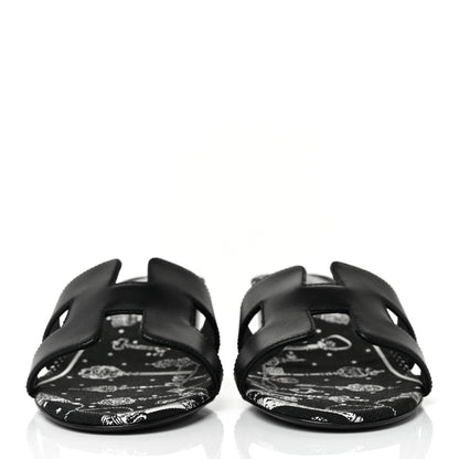 Hermes Calfskin Oasis Sandals 38.5 Black 2 of 9
