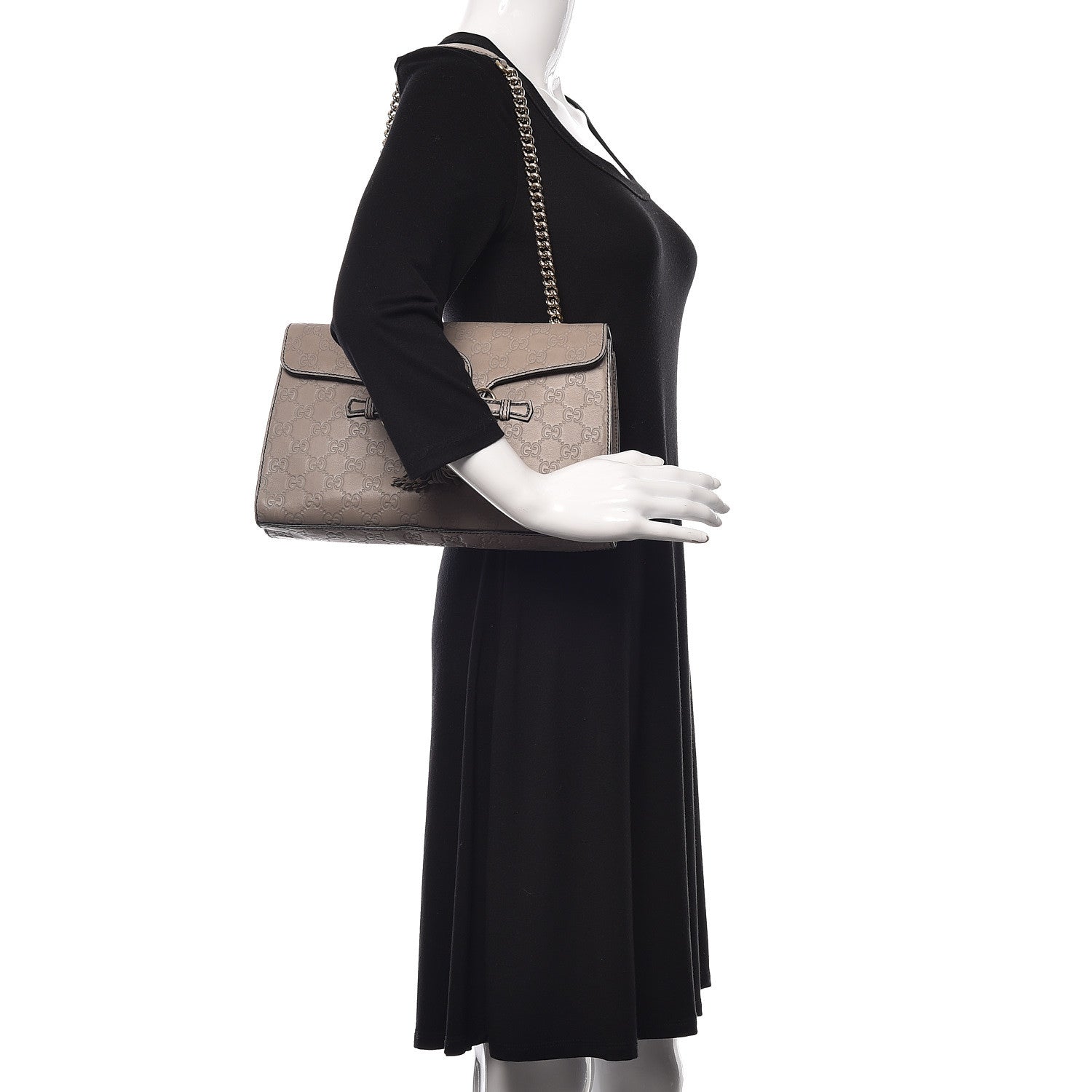 Gucci Soft Guccissima Medium Emily Chain Shoulder Bag Storm Grey 2 of 15