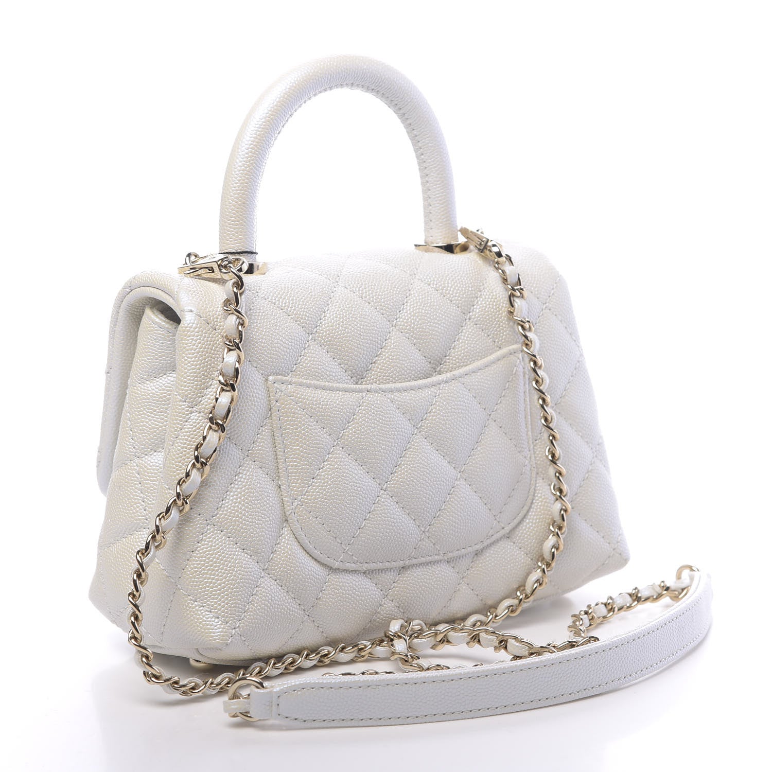 Chanel Iridescent Caviar Quilted Extra Mini Coco Handle Flap White 3 of 11